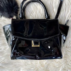 Vince Camuto Lonni Patent Leather Black Satchel
